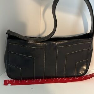 NWT BCBGMAXAZRIA black leather with tan accent stitch